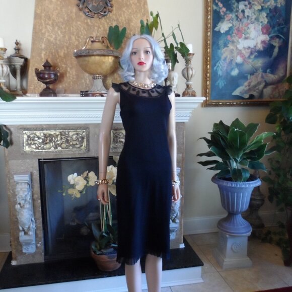 Moschino Cheapandchic Black SHeath Dress with/Embroidery Detail Size 10 - Picture 1 of 16